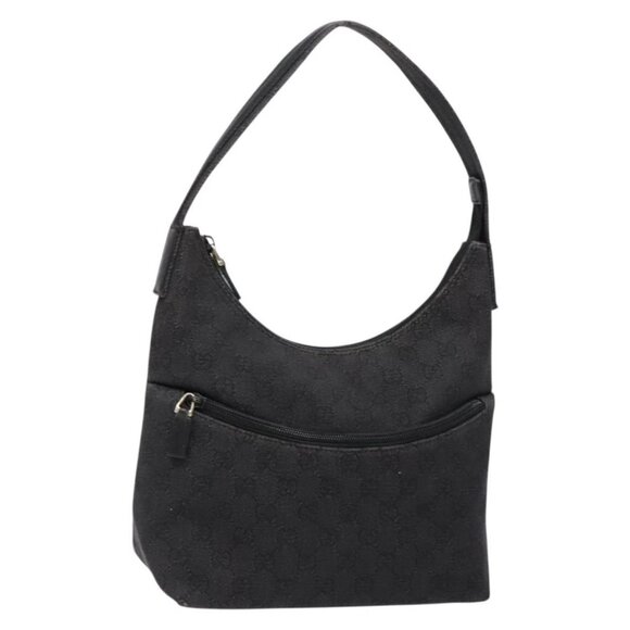 GUCCI GG Canvas Shoulder Bag outlet Black Silver 105649 Auth bs28634 - Picture 1 of 16